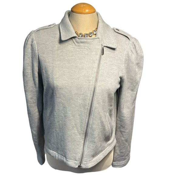 NEW LC LAUREN CONRAD NWT Knit Moto Jacket Grey Size Large VERY Cute - Picture 5 of 13